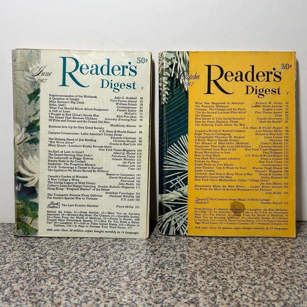 1967 June October READER'S DIGEST MAGAZINE Vintage History Short Stories Ads